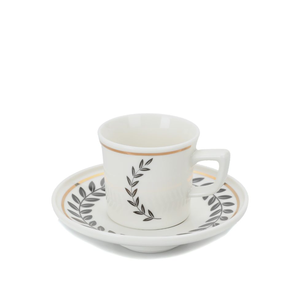 ZEYTİN DALI YAPRAK DESENLİ PORSELEN TÜRK KAHVESİ FİNCANI