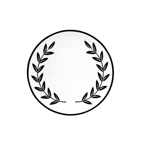 OLB-23 SİYAH ŞERİT ZEYTİN DALI YAPRAK DESENLİ TABAK