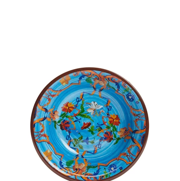 Pancale Turkuaz Çiçek Desenli Kase