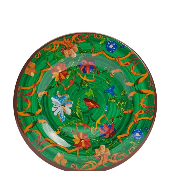 Pancale Yeşil Çiçek Desenli Meyve Tabağı