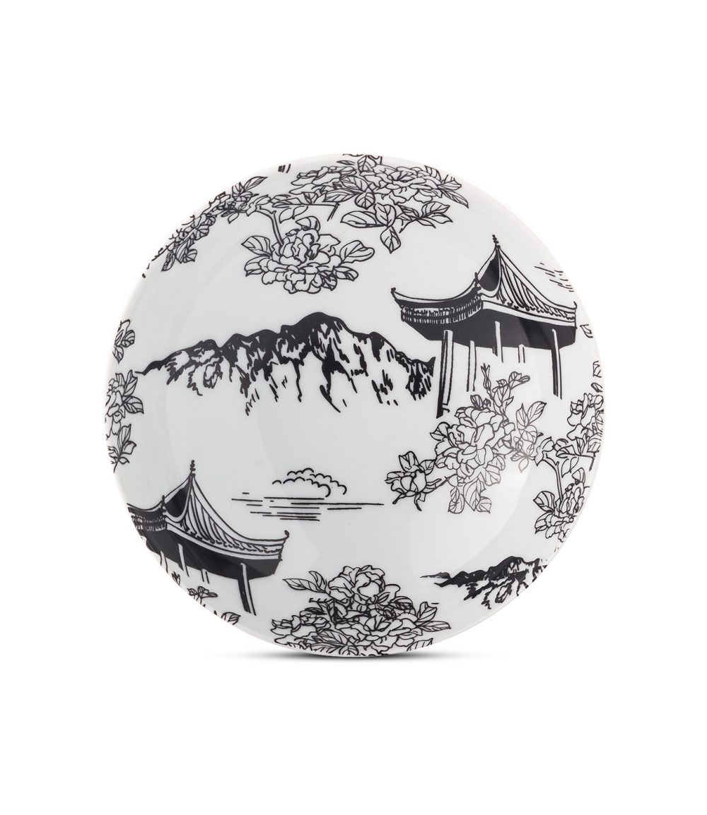 KYB-15K KYOTO BLACK SİYAH JAPON FİGÜRLERİ DESENLİ 15CM PORSELEN KASE