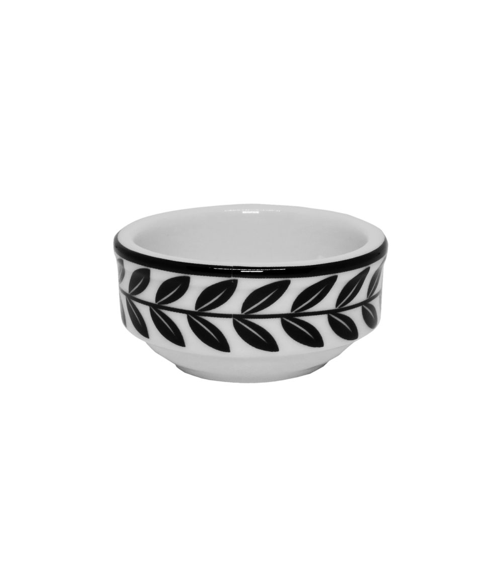 OLB-6K OLIVO BLACK SİYAH ŞERİT ZEYTİN DALI YAPRAK DESENLİ 6CM PORSELEN KASE
