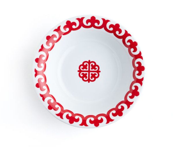 RO1-23K ROJO KIRMIZI ETNİK DESENLİ 23CM PORSELEN SERVİS KASESİ