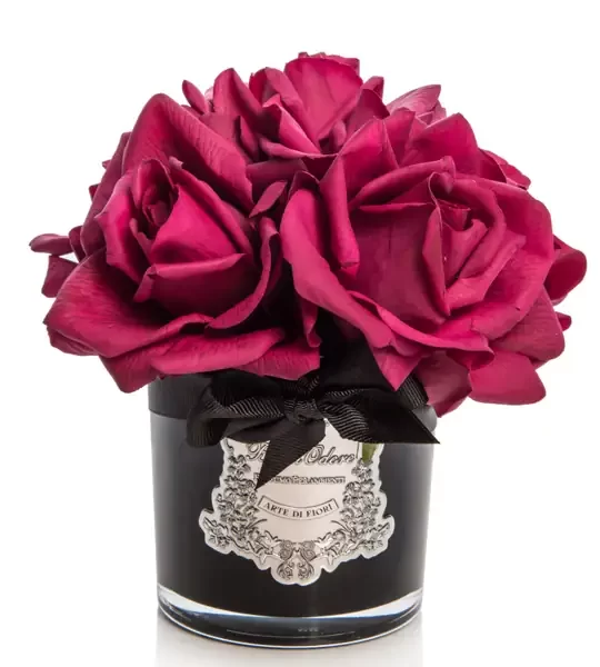 SİYAH CAM SILVER BORDO 5 GÜL ODA KOKUSU
