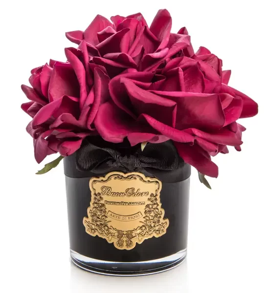 SİYAH CAM GOLD BORDO 5 GÜL ODA KOKUSU