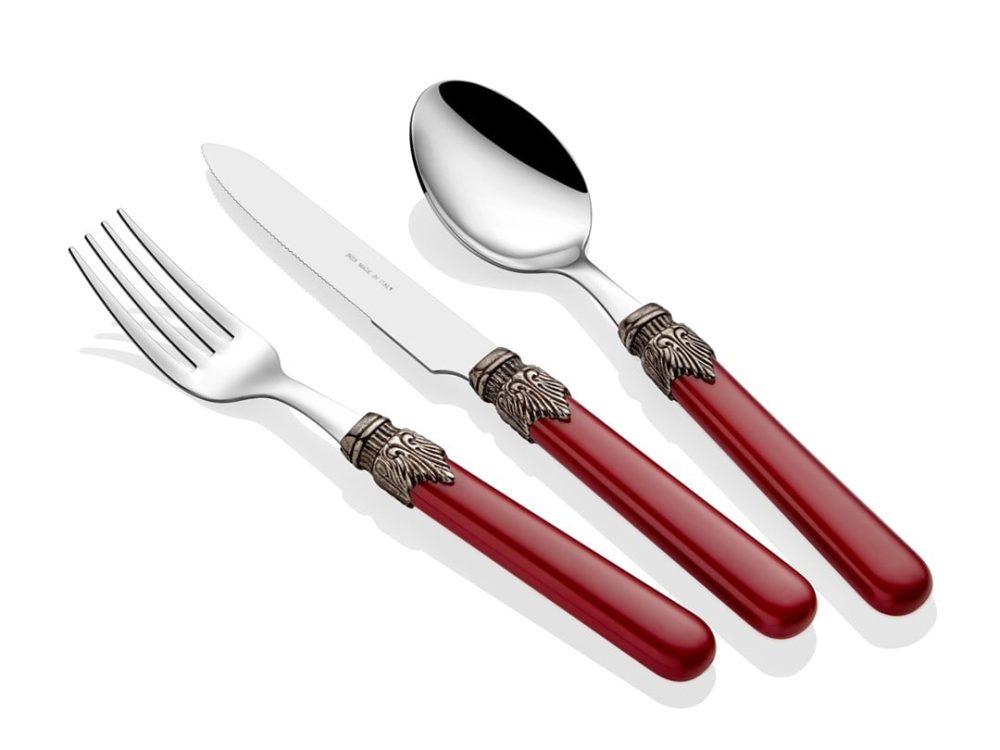 Riva Dossi Classic Bordo Çatal Bıçak Seti
